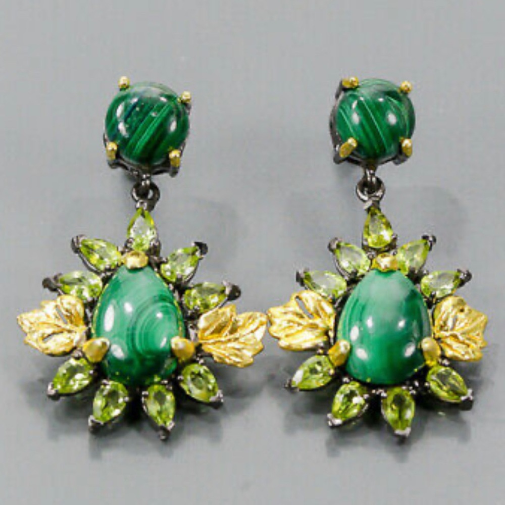 Vintage Genuine Malachite Earrings